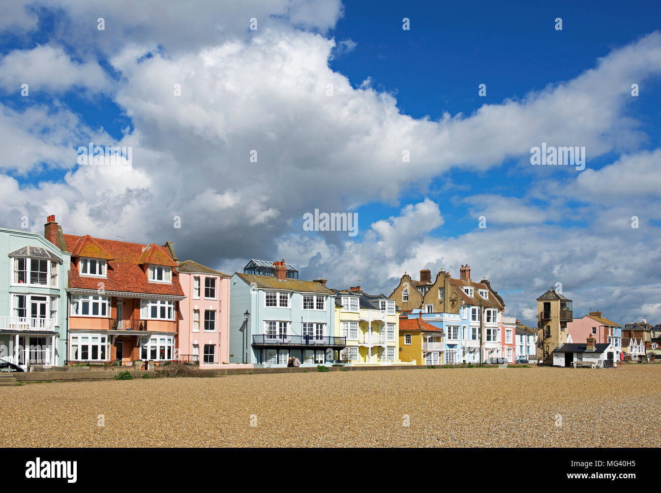 The sea front and beach, Aldeburgh, Suffolk, England UK Stock Photo