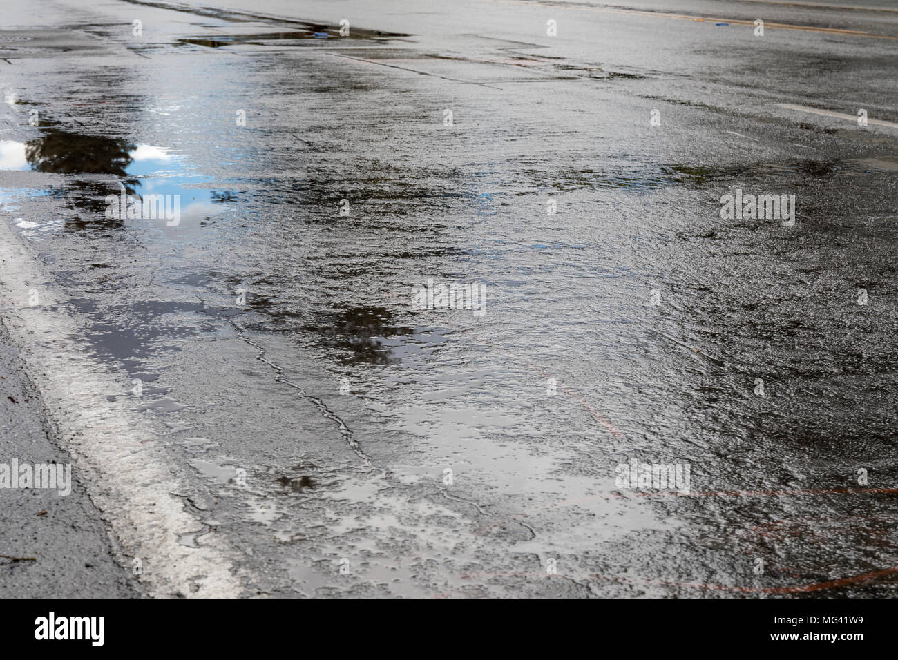 Rain On Asphalt: Wet Road Surface Stock Photo   Alamy