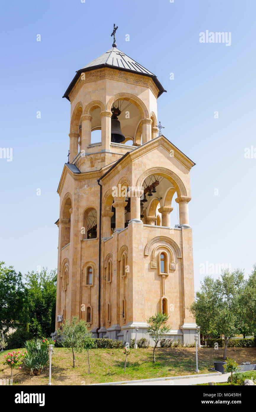 Bell tower of the Holy Trinity Cathedral of Tbilisi, the main Cathedral ...
