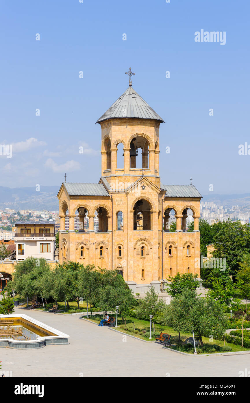 Bell tower of the Holy Trinity Cathedral of Tbilisi, the main Cathedral ...