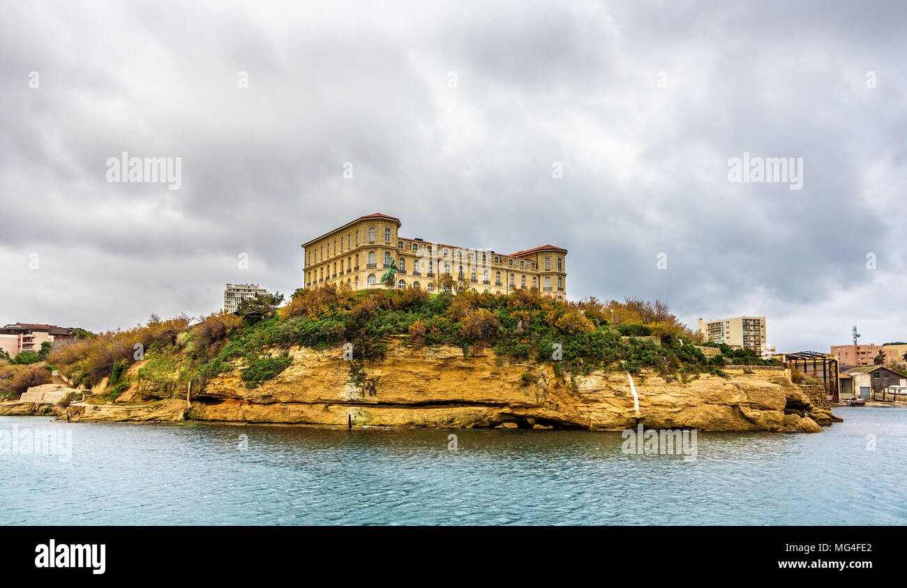 Palais du Pharo in Marseille as seen from the sea - France Stock Photo