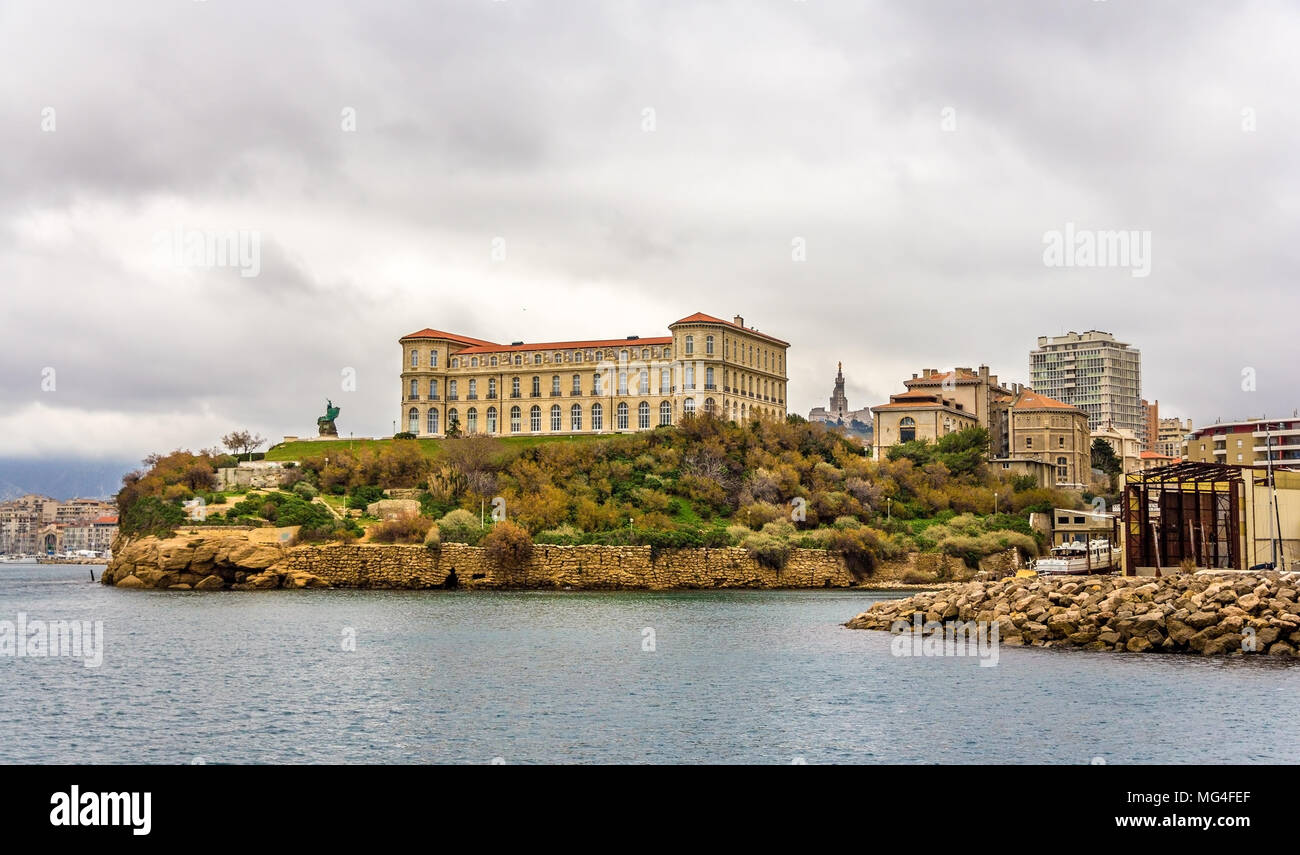 Palais du Pharo in Marseille as seen from the sea - France Stock Photo