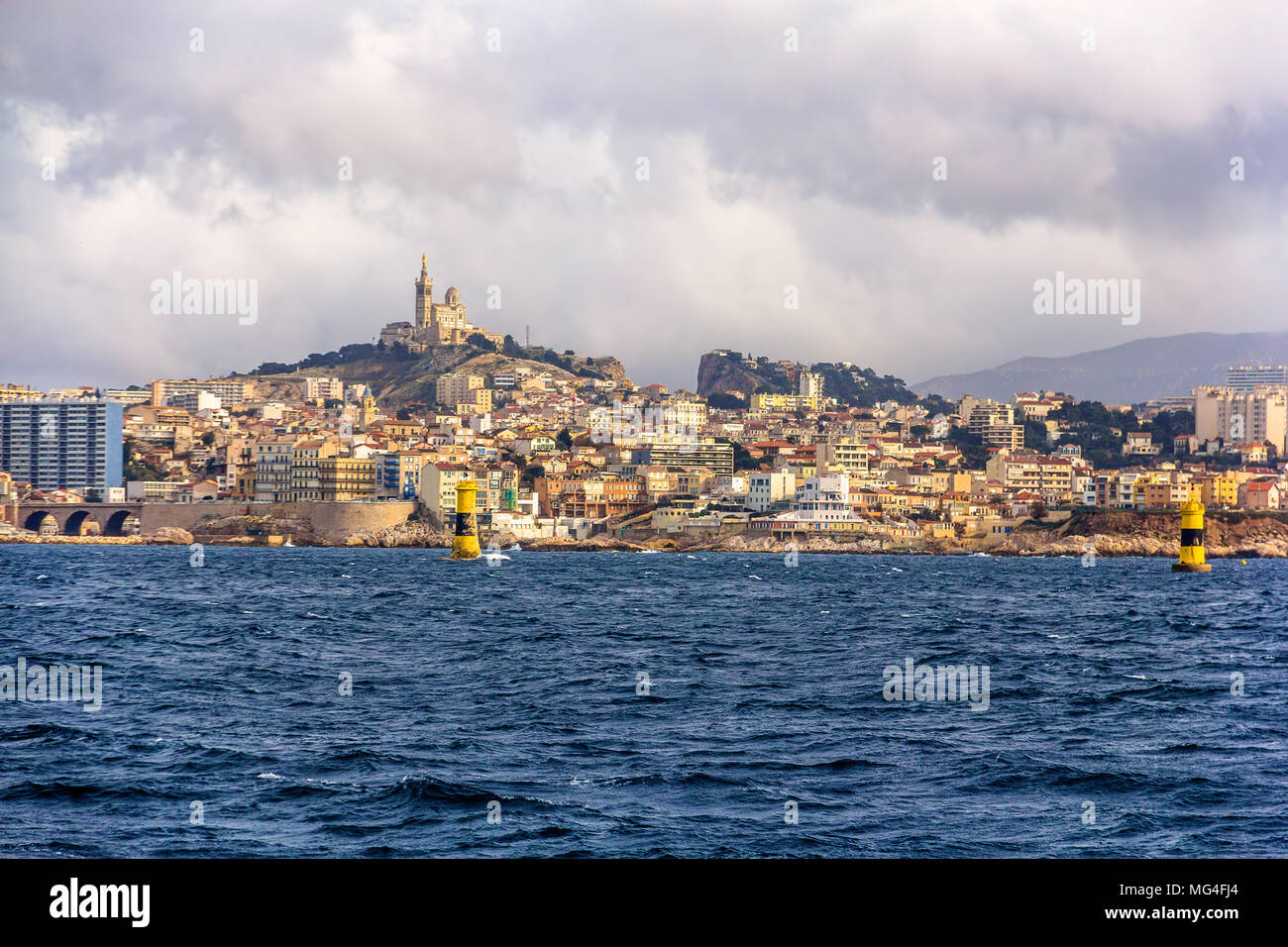 View of Marseille from Mediterranean Sea - France Stock Photo