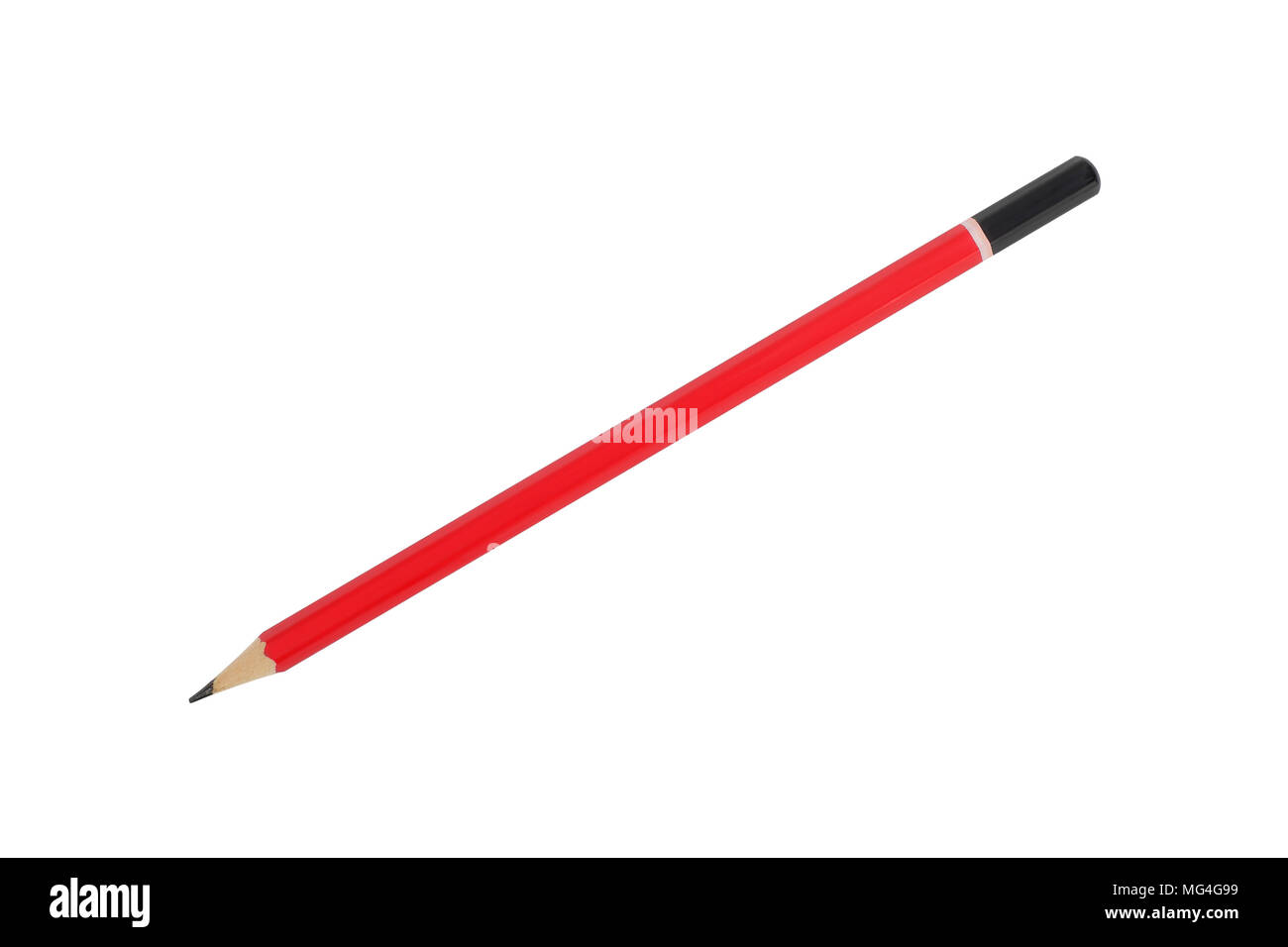 Stationery - New Graphite pencil on a white background. It is isolated, the worker of paths is present. Stock Photo