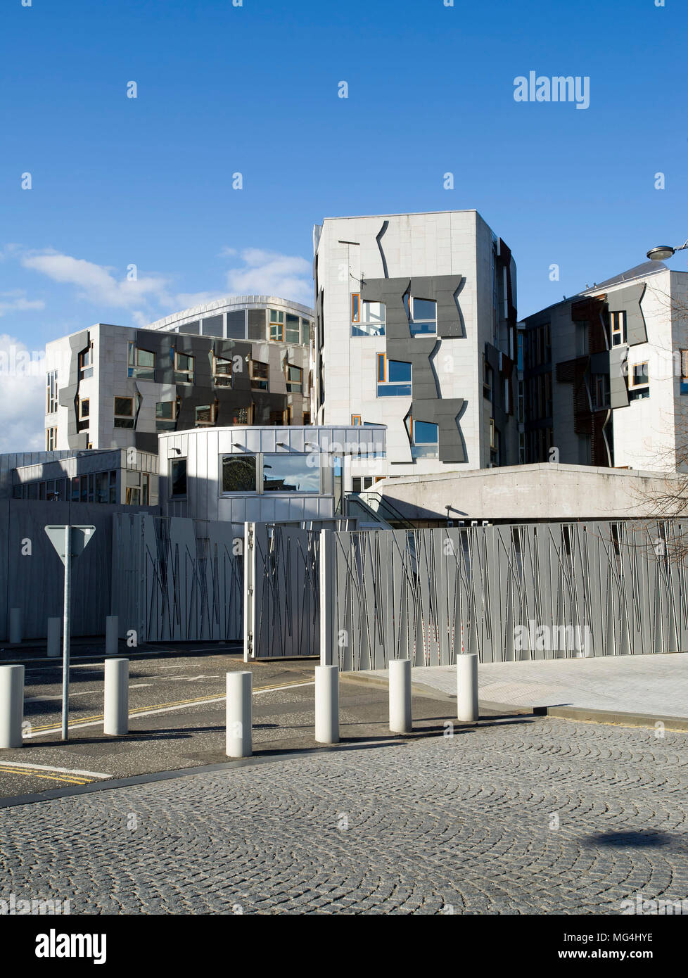 View of exterior of Scottish Parliament building at Holyrood in Edinburgh, Scotland, United Kingdom. Stock Photo