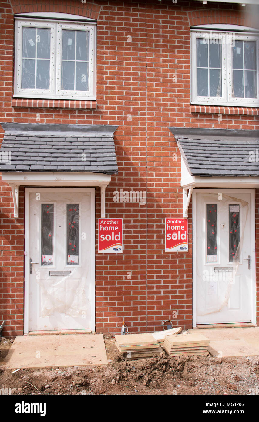Sold notice on a new housing development by Bovis Homes on former green