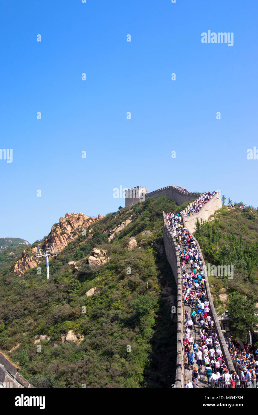 Tourists On A Section Of The Great Wall Of China At Badaling Northwest Of Beijing China Image Has Copy Space In Top Half Stock Photo Alamy