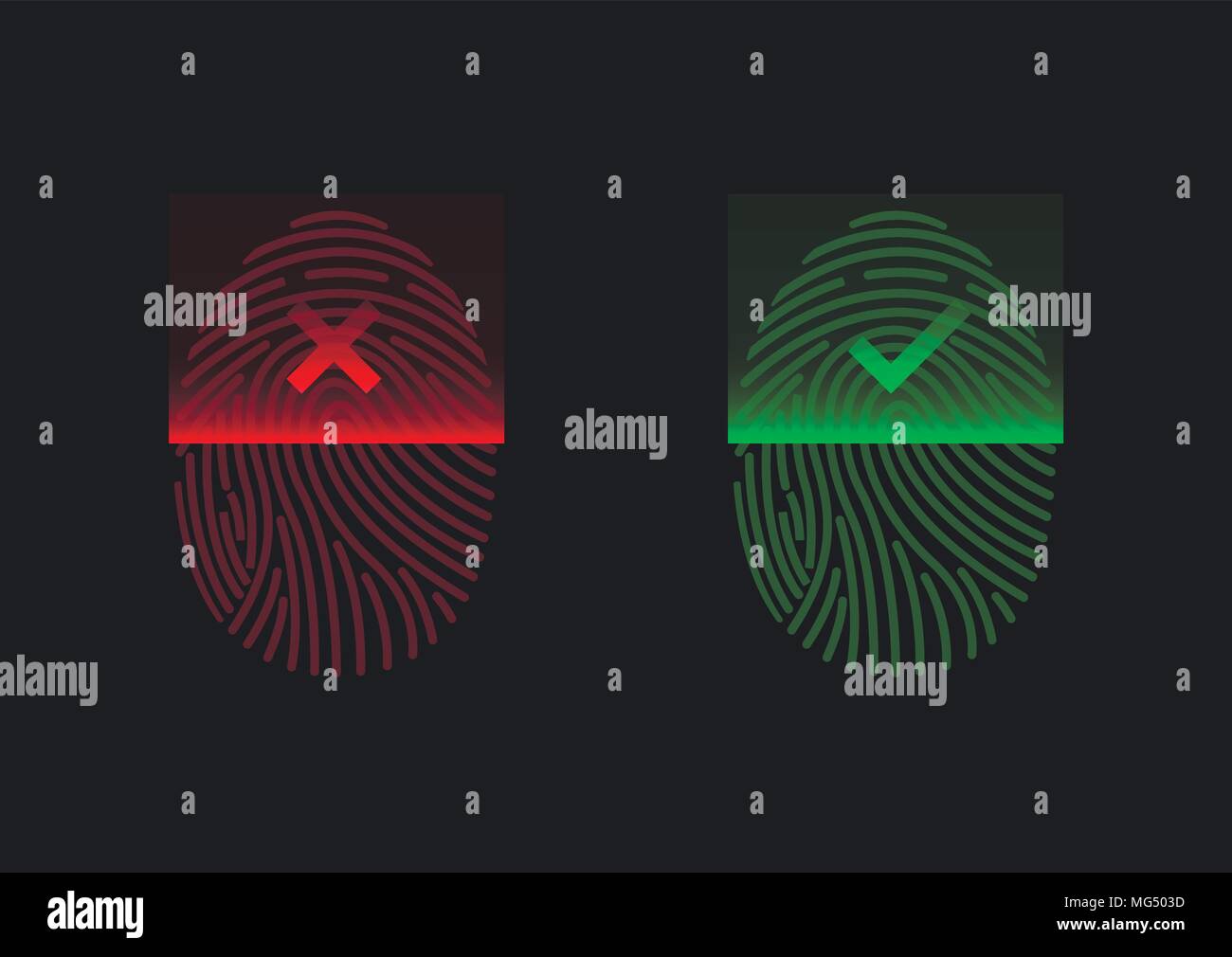 Red and green fingerprints Stock Vector