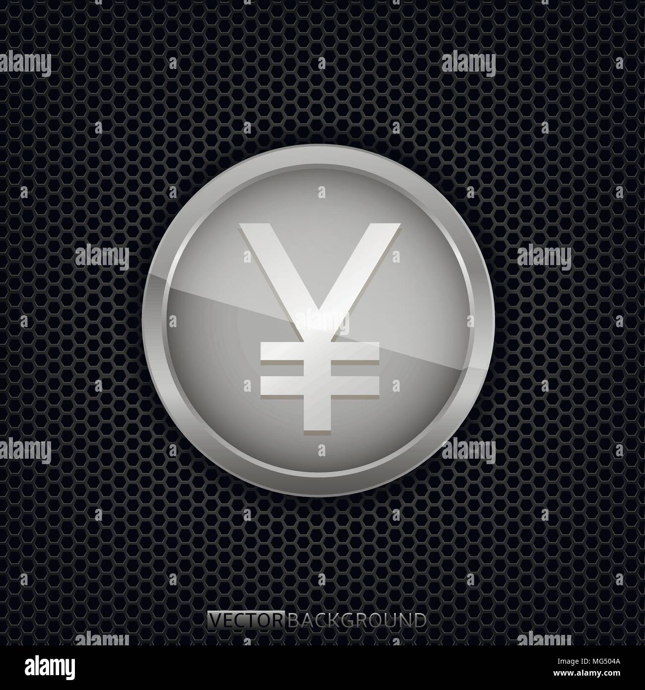 Silver Yen coin Stock Vector