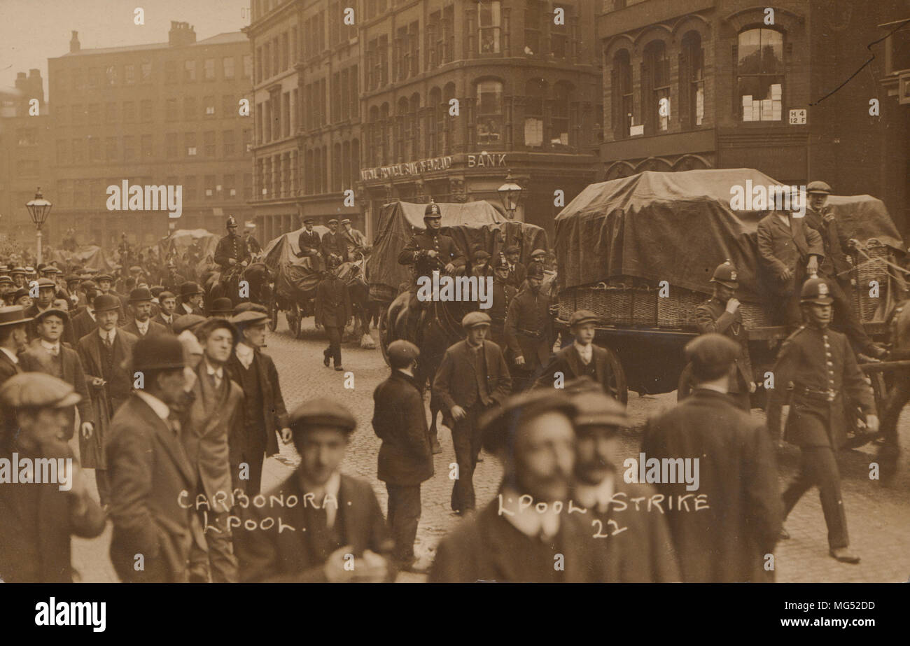 Real Photographic Postcard of a Police Escort During The Liverpool