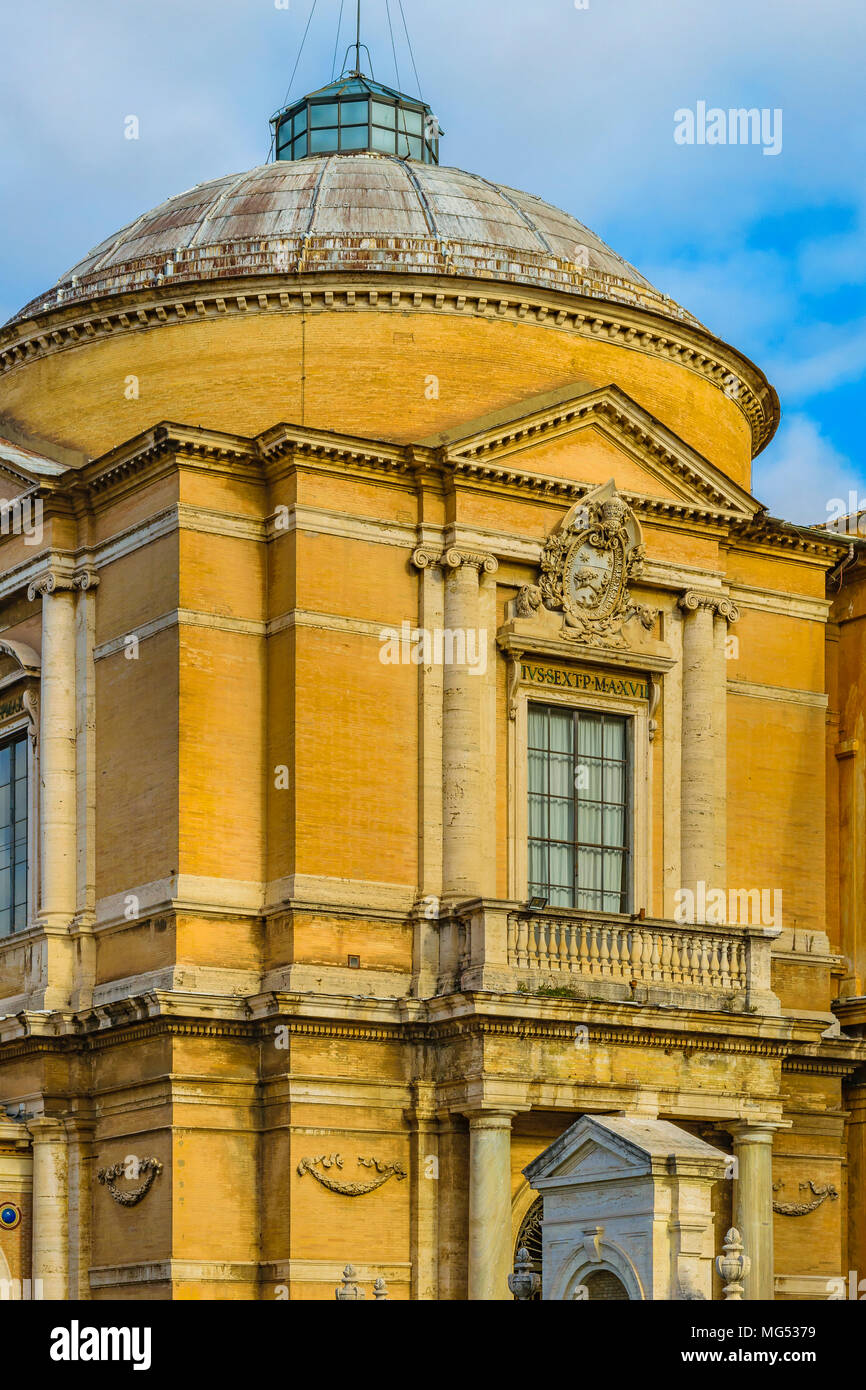 ROME, ITALY, JANUARY - 2018 - Exterior view of vatican museum building from courtyard of the pigna. Stock Photo