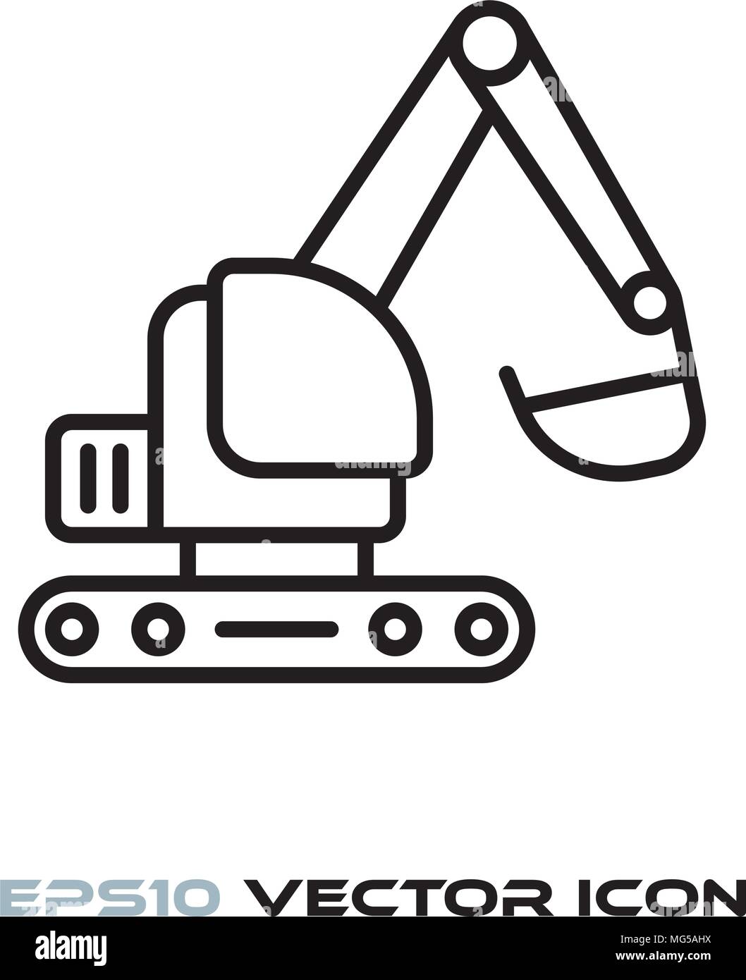 excavator flat line icon vector Stock Vector
