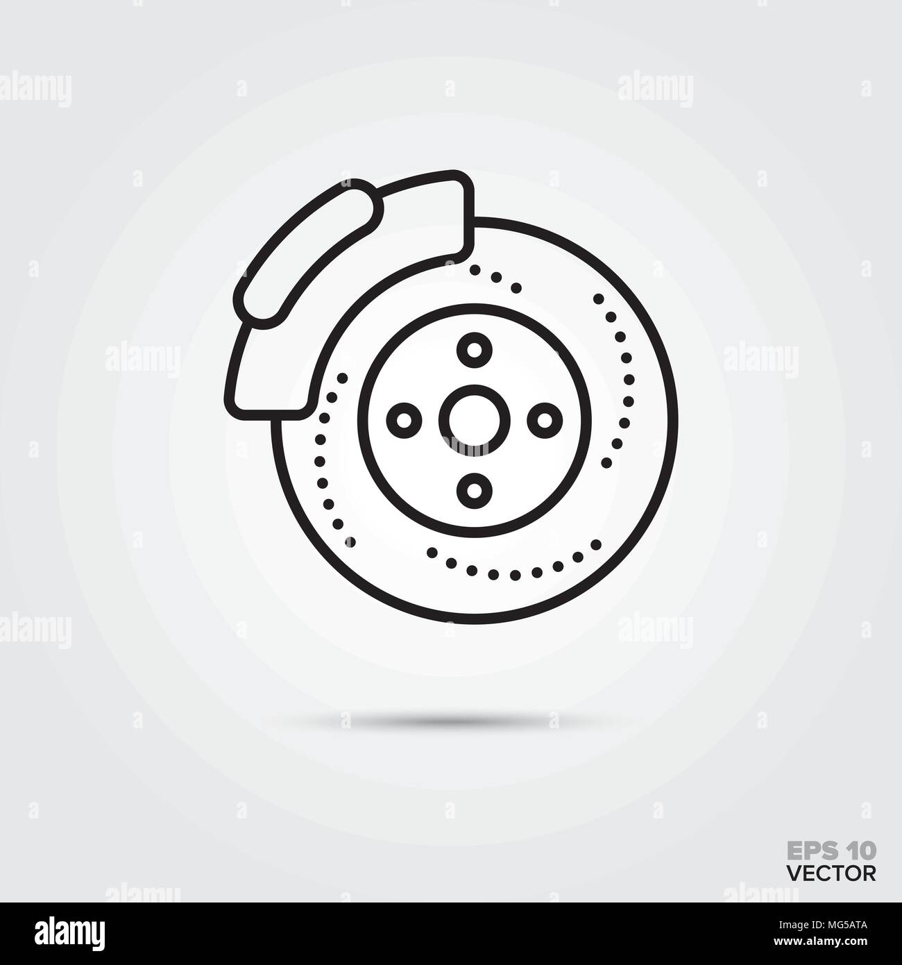 Car disc brake vector icon. Automotive parts, repair and service symbol