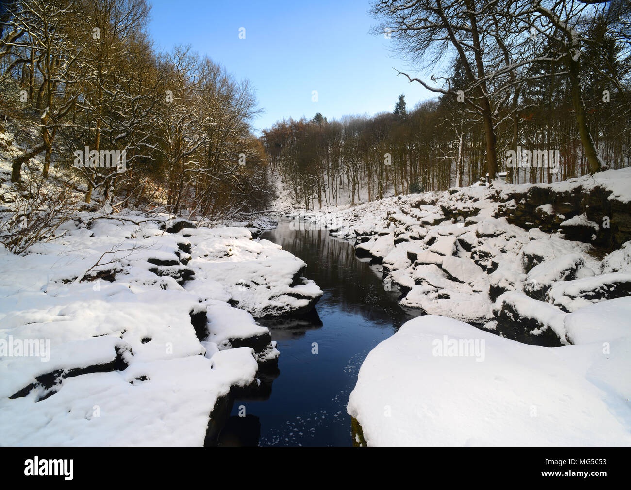 river wharfe flowing through the strid wharfedale yorkshire dales Stock Photo