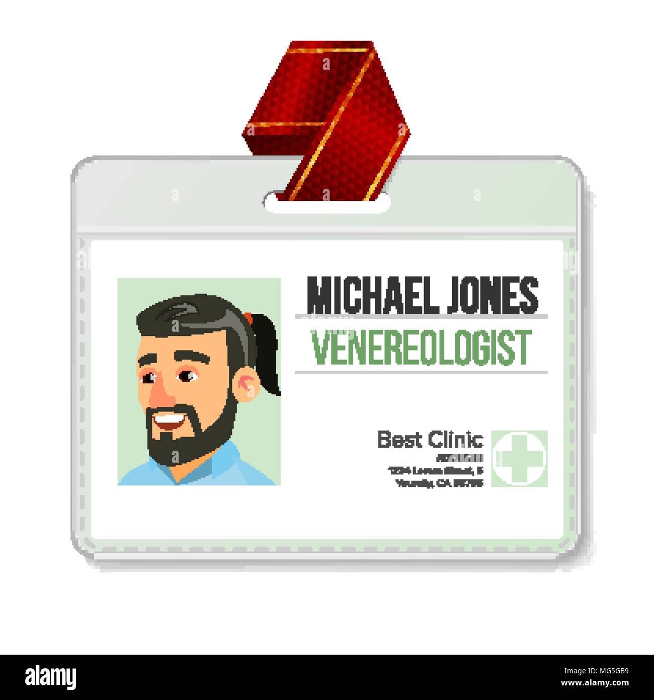 Venereologist Identification Badge Vector. Man. Id Card Template In Hospital Id Card Template