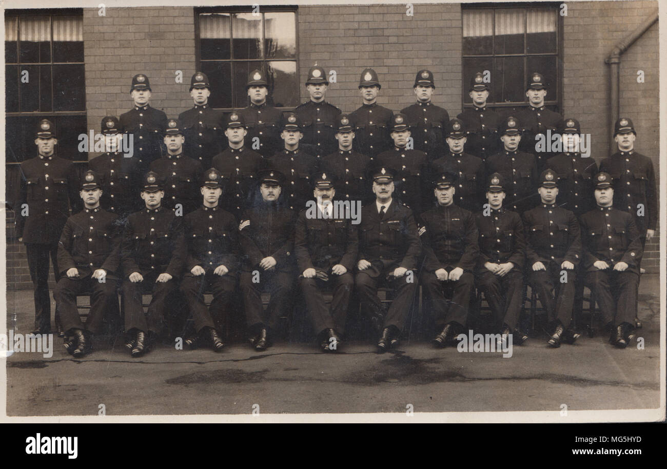 Real Photographic Postcard Showing a Group of Police Officers Stock Photo