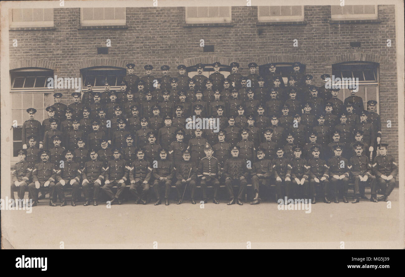 Real Photographic Postcard Showing Large Group of Police Officers, Possibly Luton in Bedfordshire (Not confirmed) Stock Photo