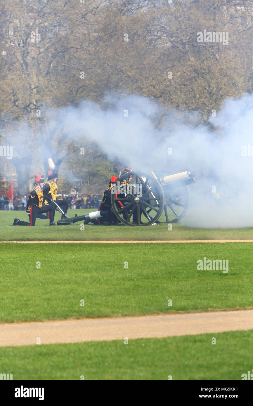 The Household Cavalry, celebrating the Queen's 92nd birthday, with a 41