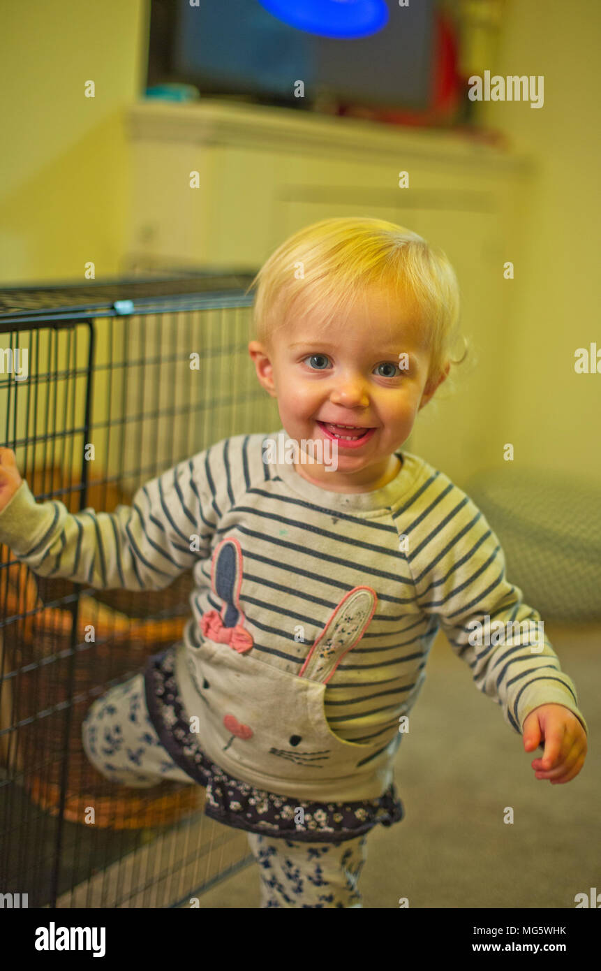 A happy toddler playing 1 to 2 years old Stock Photo