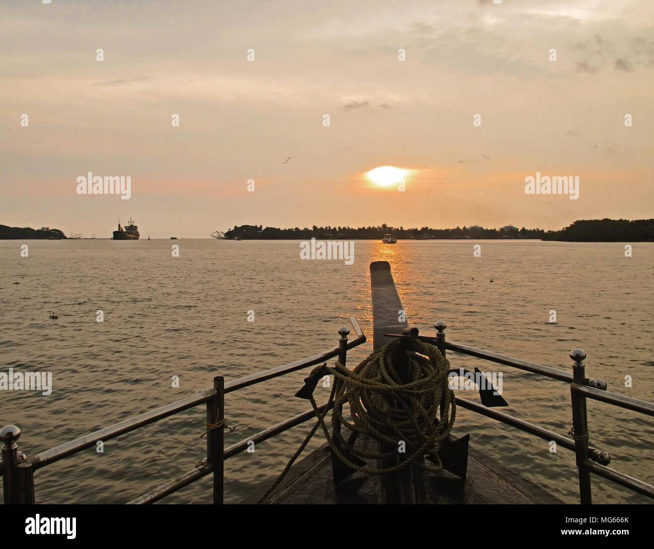 Sailing on Fishing Boat in Kochi Kerala Stock Photo Alamy