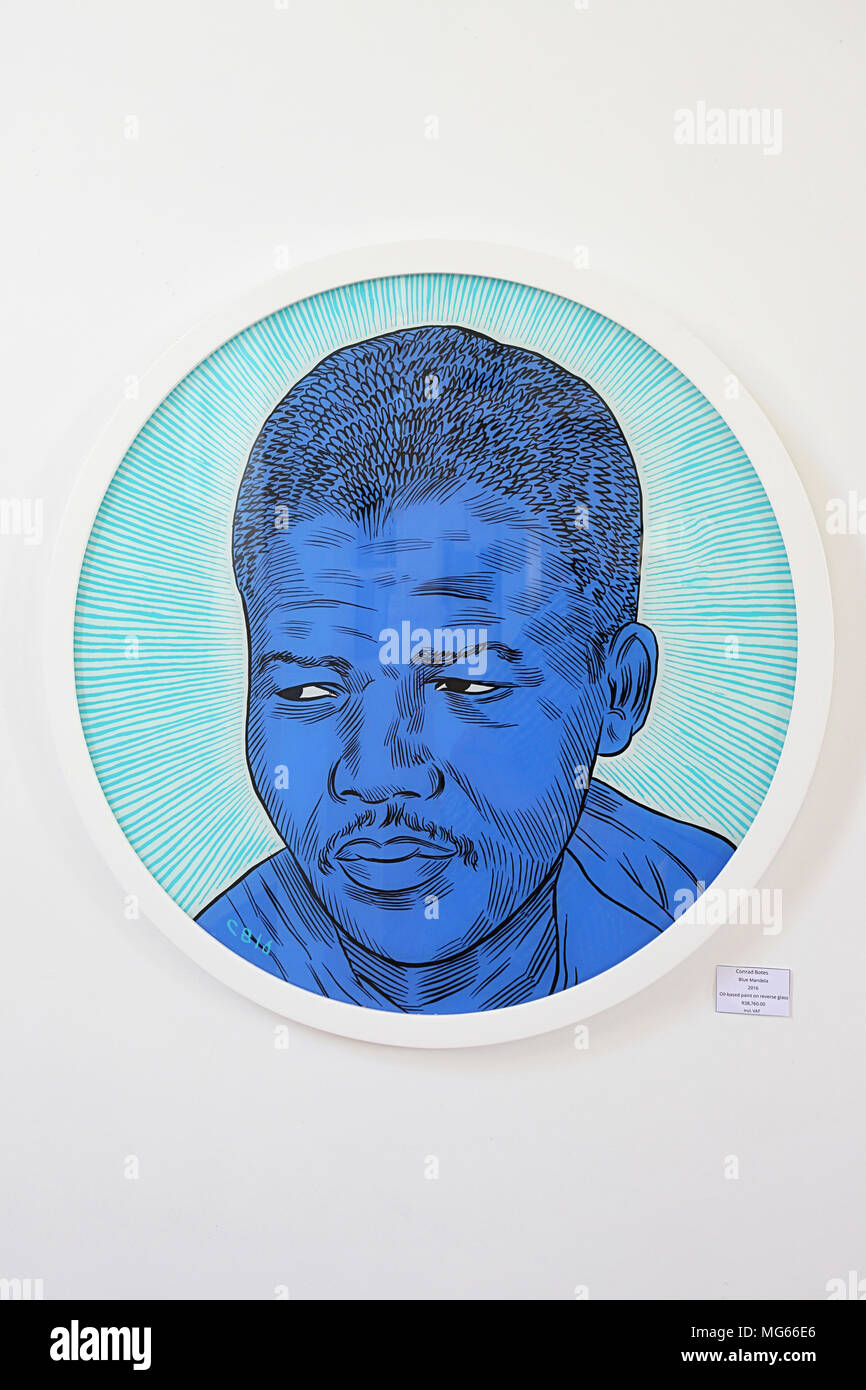 Contemporary painting of a young Nelson Mandela. Stock Photo