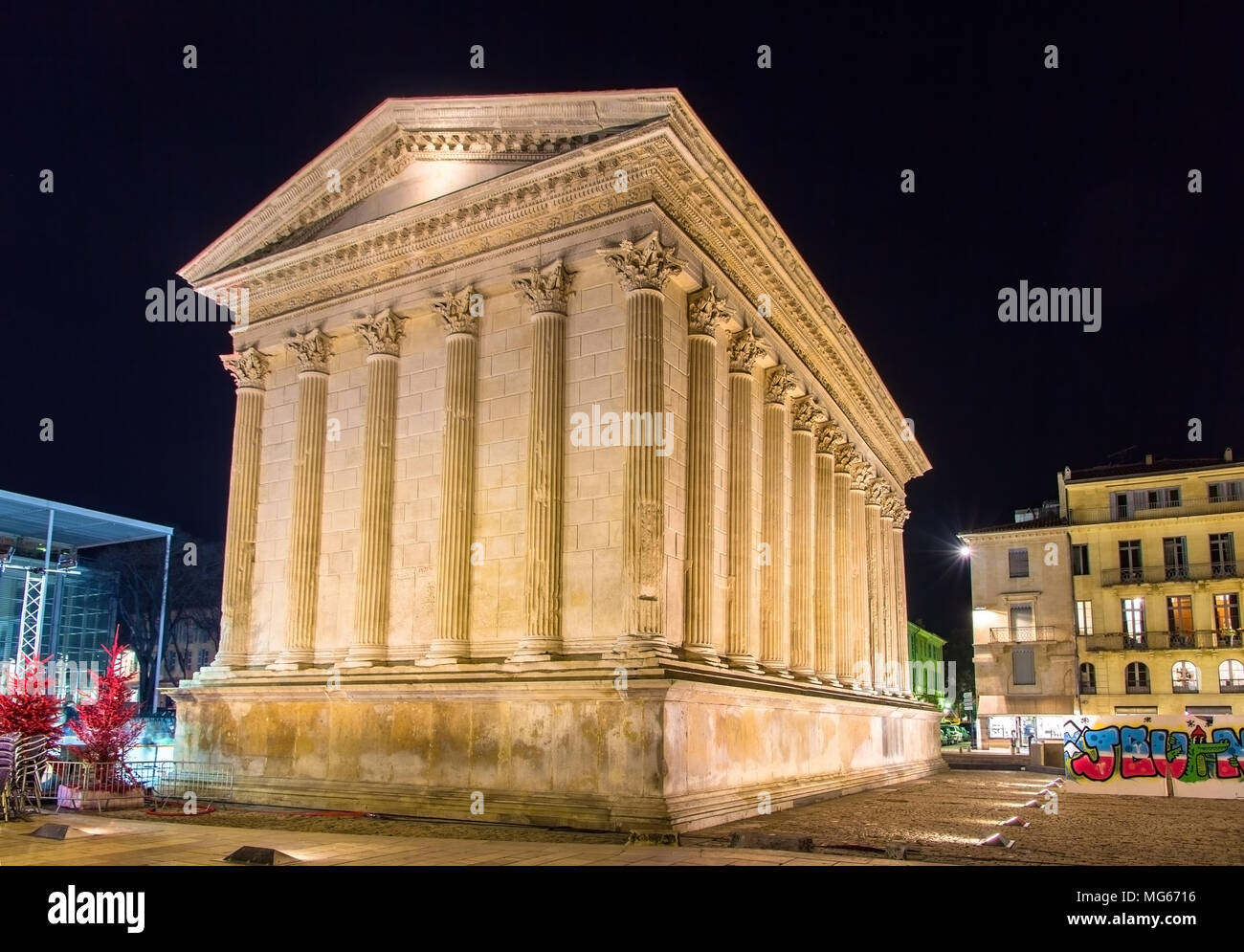 Maison Carree, a Roman temple in Nimes, France Stock Photo