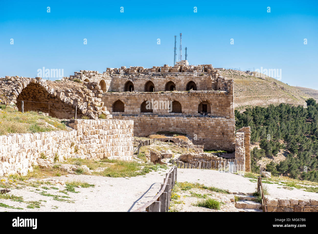 Kerak Castle, a large crusader castle in Kerak (Al Karak) in Jordan ...