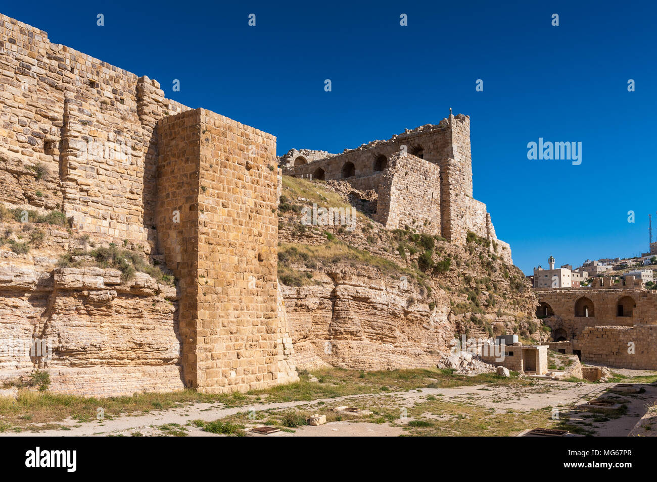 Kerak Castle, a large crusader castle in Kerak (Al Karak) in Jordan ...