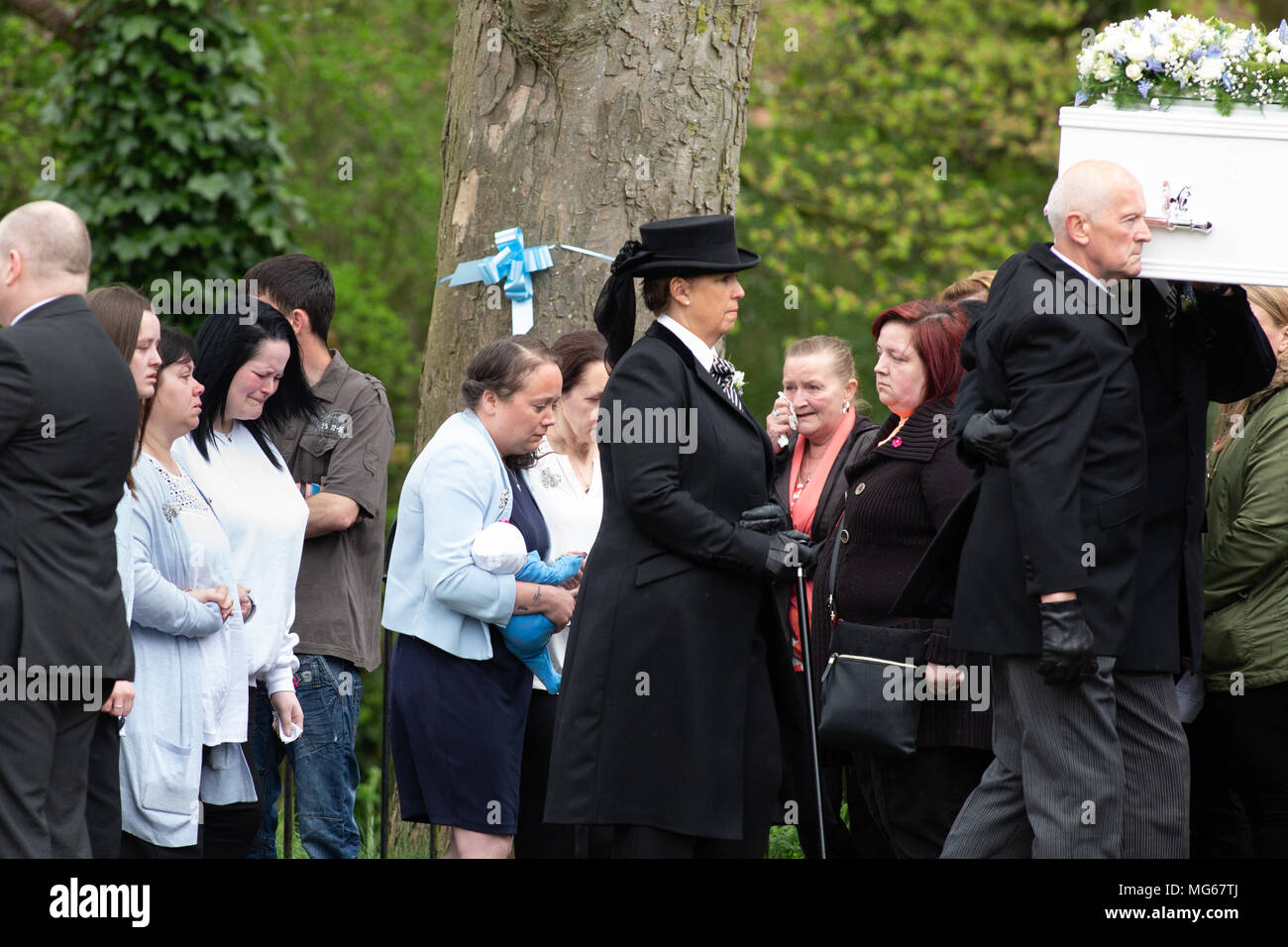 The Funeral of eight years old Mylee Billingham held at St James Parish Church, Brownhills, Walsall, UK. Stock Photo