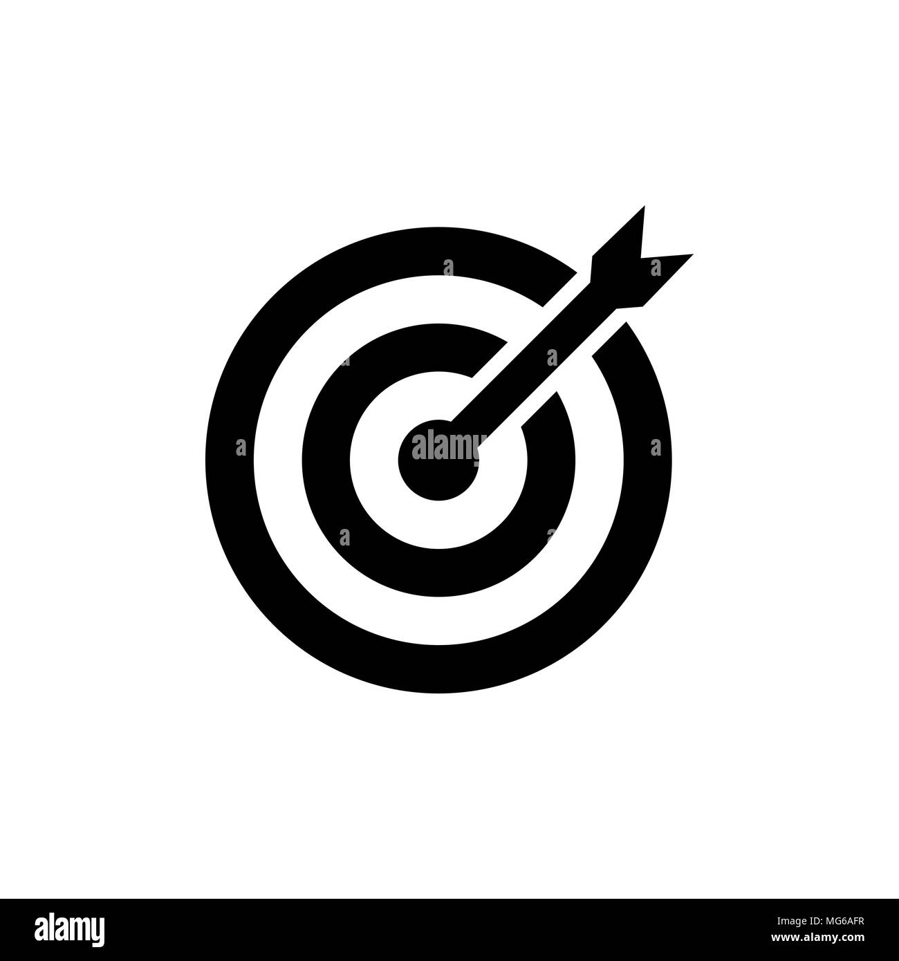 Target Icon in flat style. Aim symbol isolated on white background. Simple abstract drawing icon in black. Vector illustration for graphic design, Web Stock Vector
