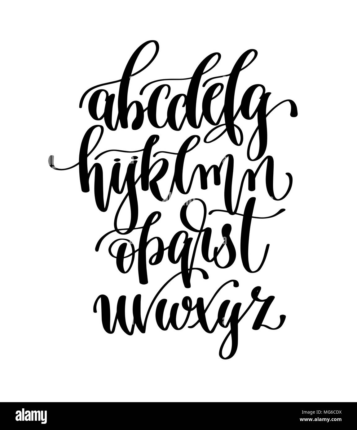 Black and white hand lettering alphabet design Vector Image