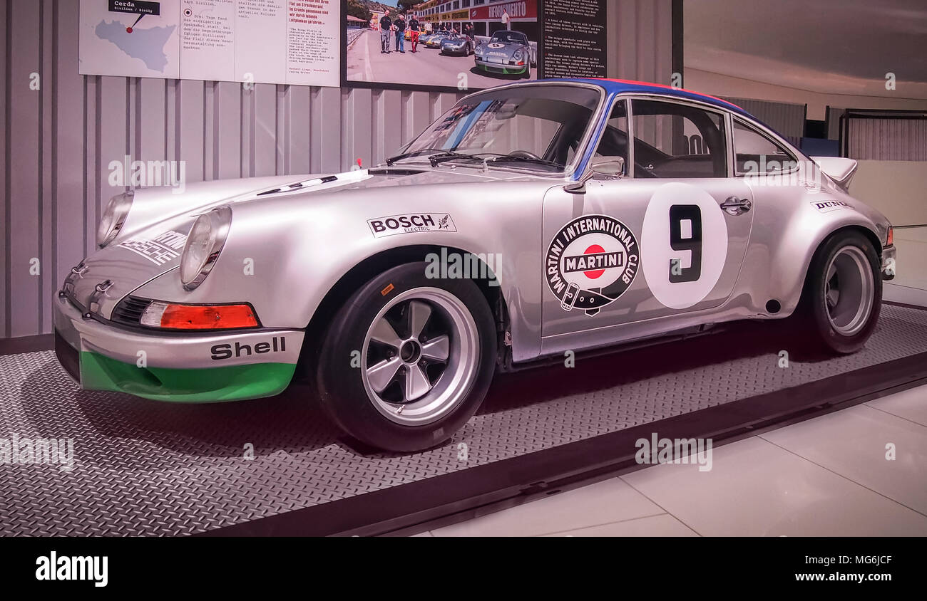STUTTGART, GERMANY-APRIL 7, 2017: 1973 Porsche 911 Carrera RSR in the Porsche Museum Stock Photo