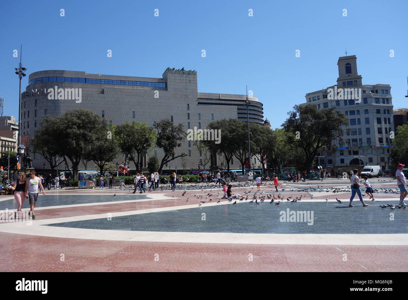 Plaça de Catalunya, Barcelona, Catalonia, Spain Stock Photo