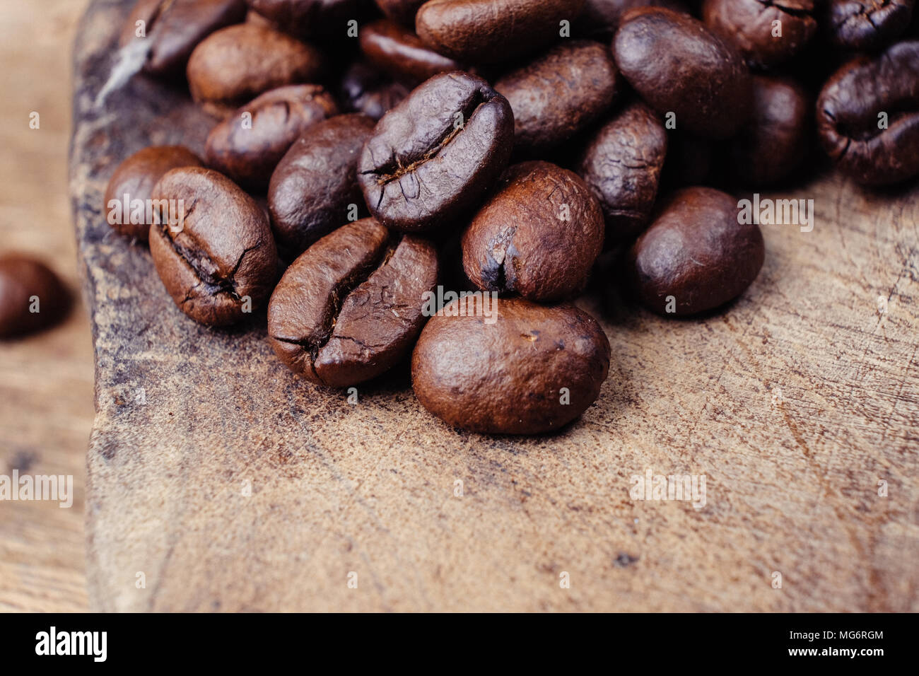 Coffee Bean on wood background with filter effect retro vintage style ...