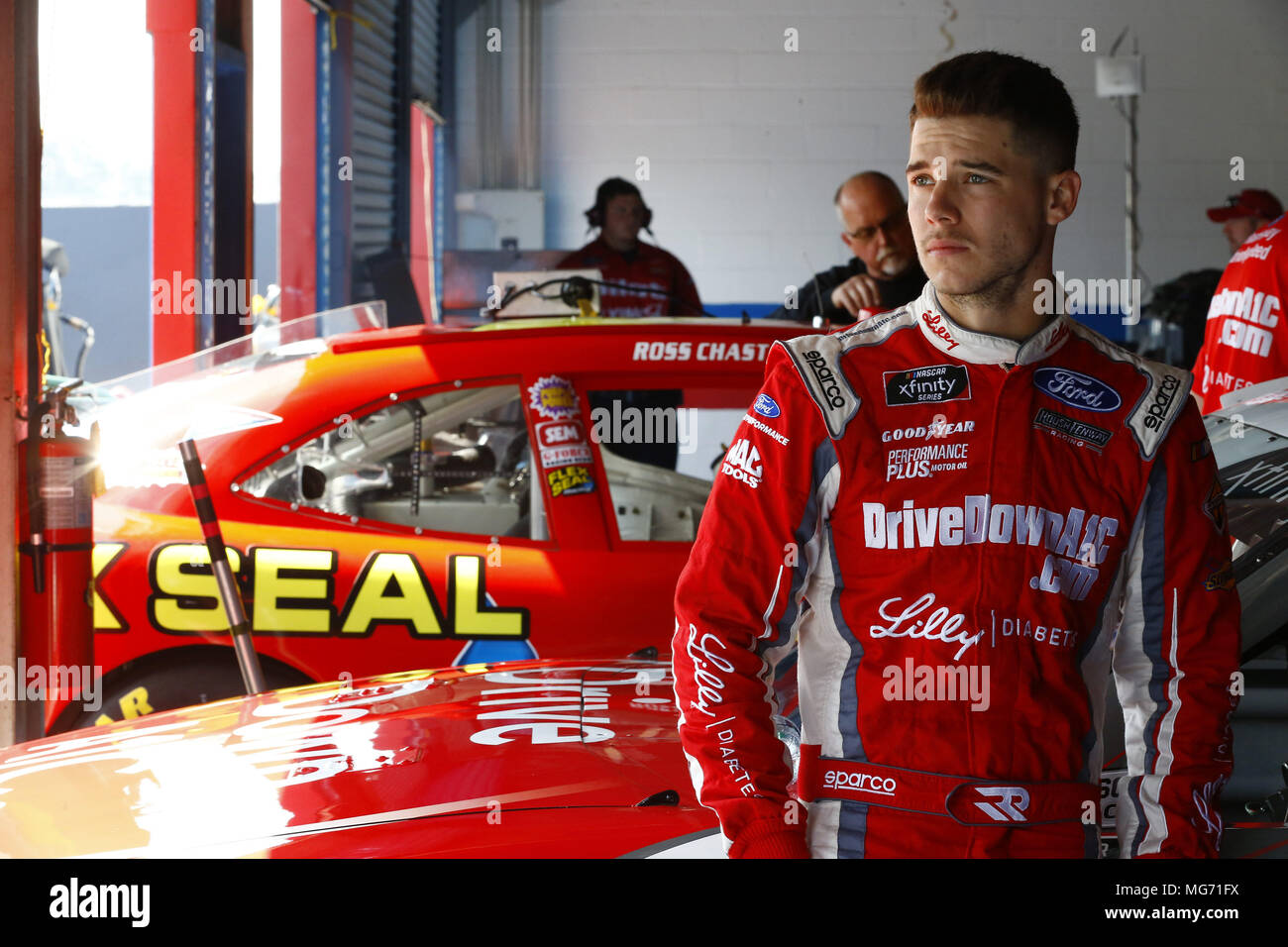 Ryan Reed 16 Talladega, Alabama, USA. 27th Apr, 2018. Ryan Reed (16) hangs out in ...