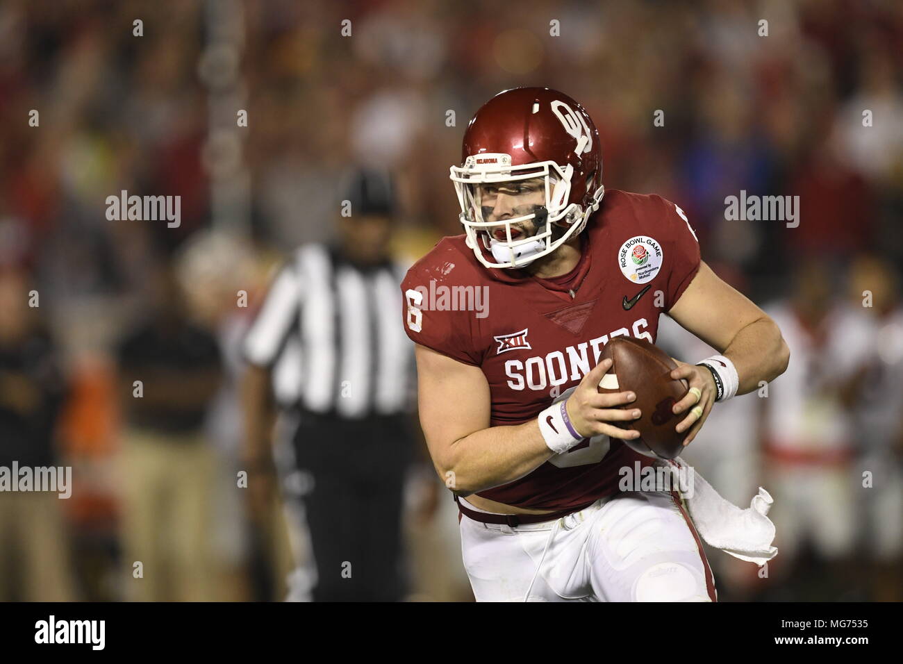 Oklahoma Sooners #6 Baker Mayfield White Football Jersey (No Name)