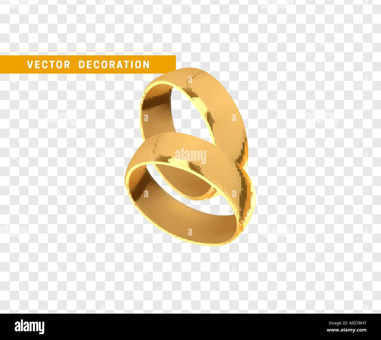 Golden wedding rings, realistic design isolated on transparent ...