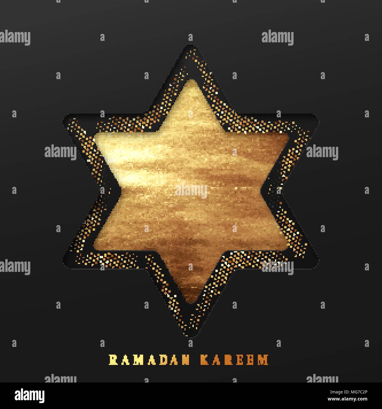 Ramadan vector background. Effect of the cut paper five-pointed star ...