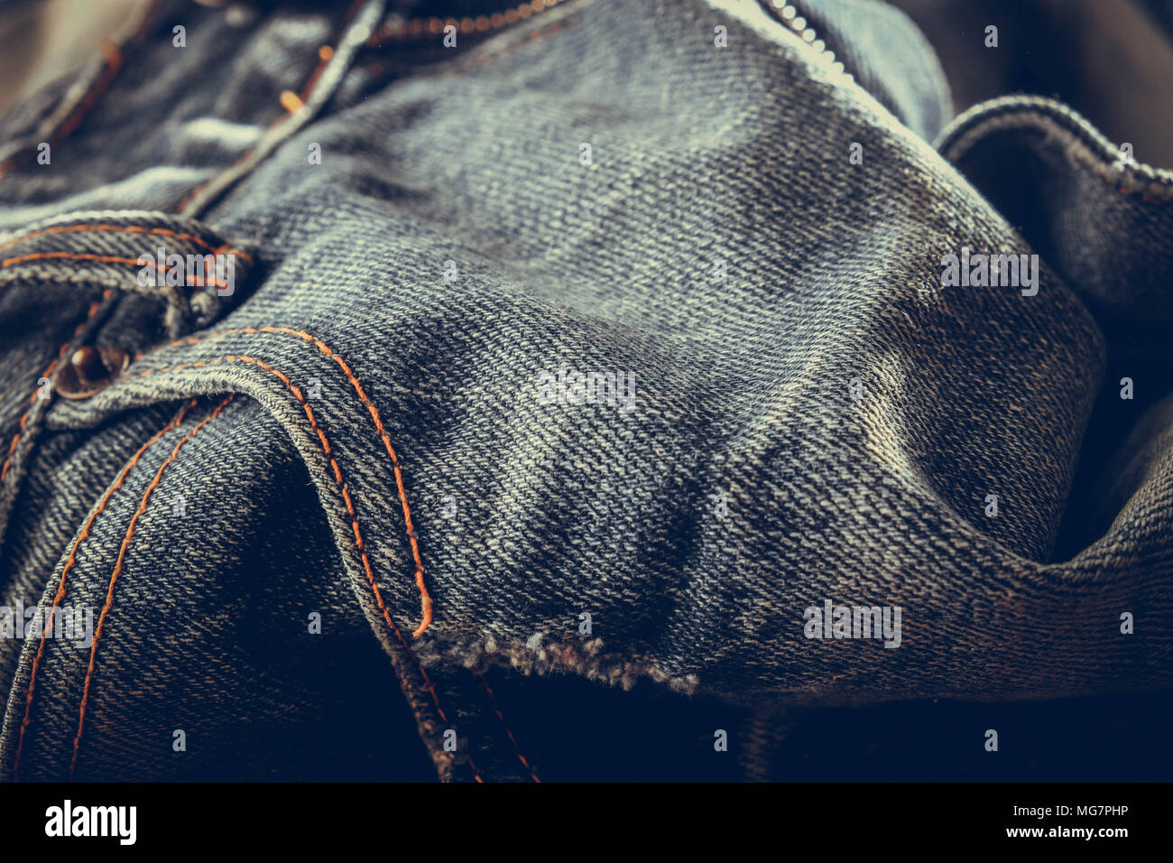 Blue jeans texture background with filter effect retro vintage style Stock Photo