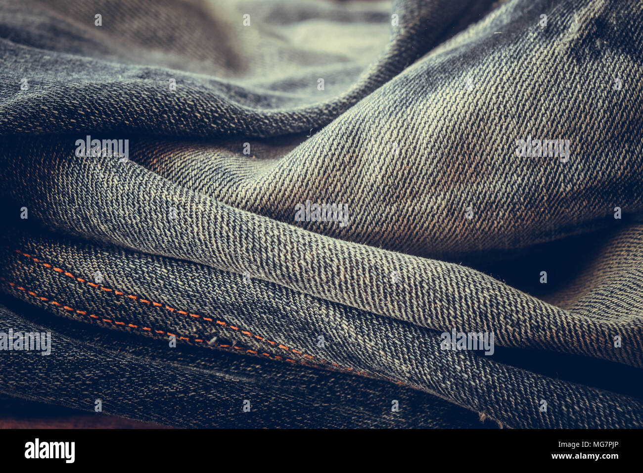 Blue jeans texture background with filter effect retro vintage style Stock Photo