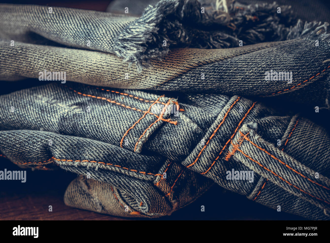 Blue jeans texture background with filter effect retro vintage style Stock Photo