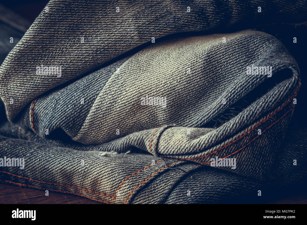 Blue jeans texture background with filter effect retro vintage style Stock Photo