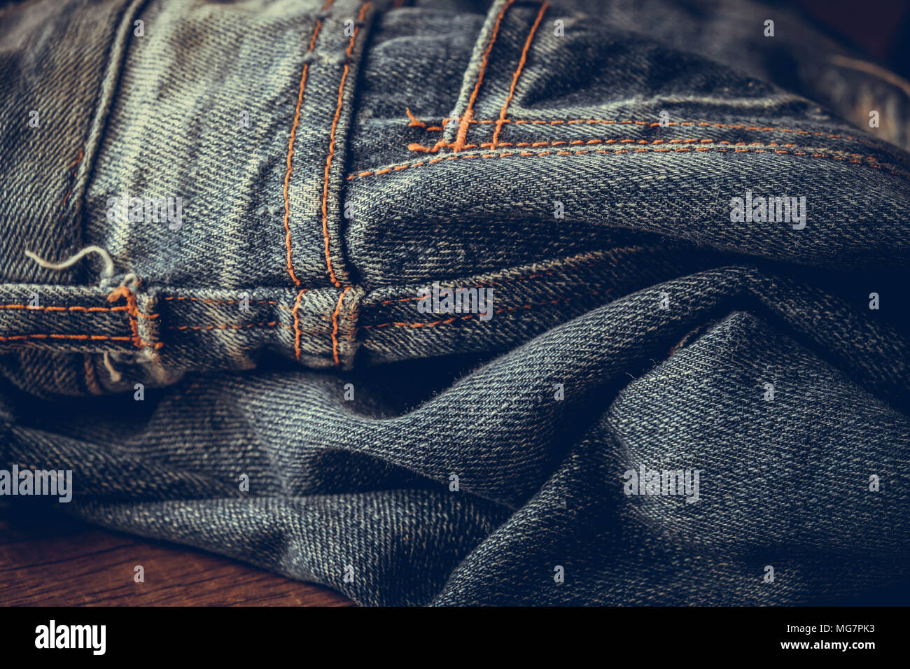 Blue jeans texture background with filter effect retro vintage style Stock Photo