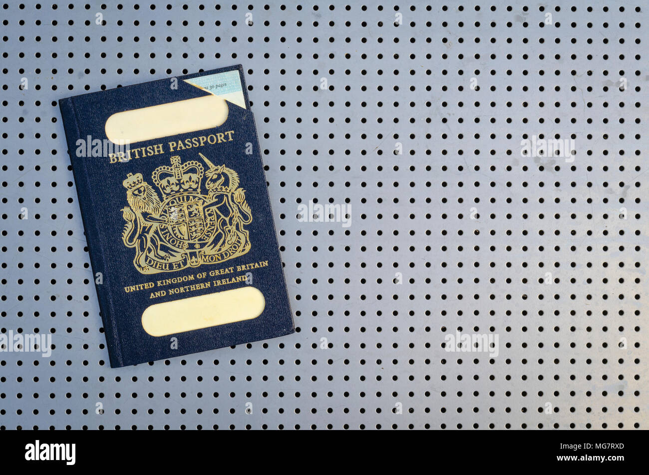 Expired British Passport with Blue Cover Stock Photo