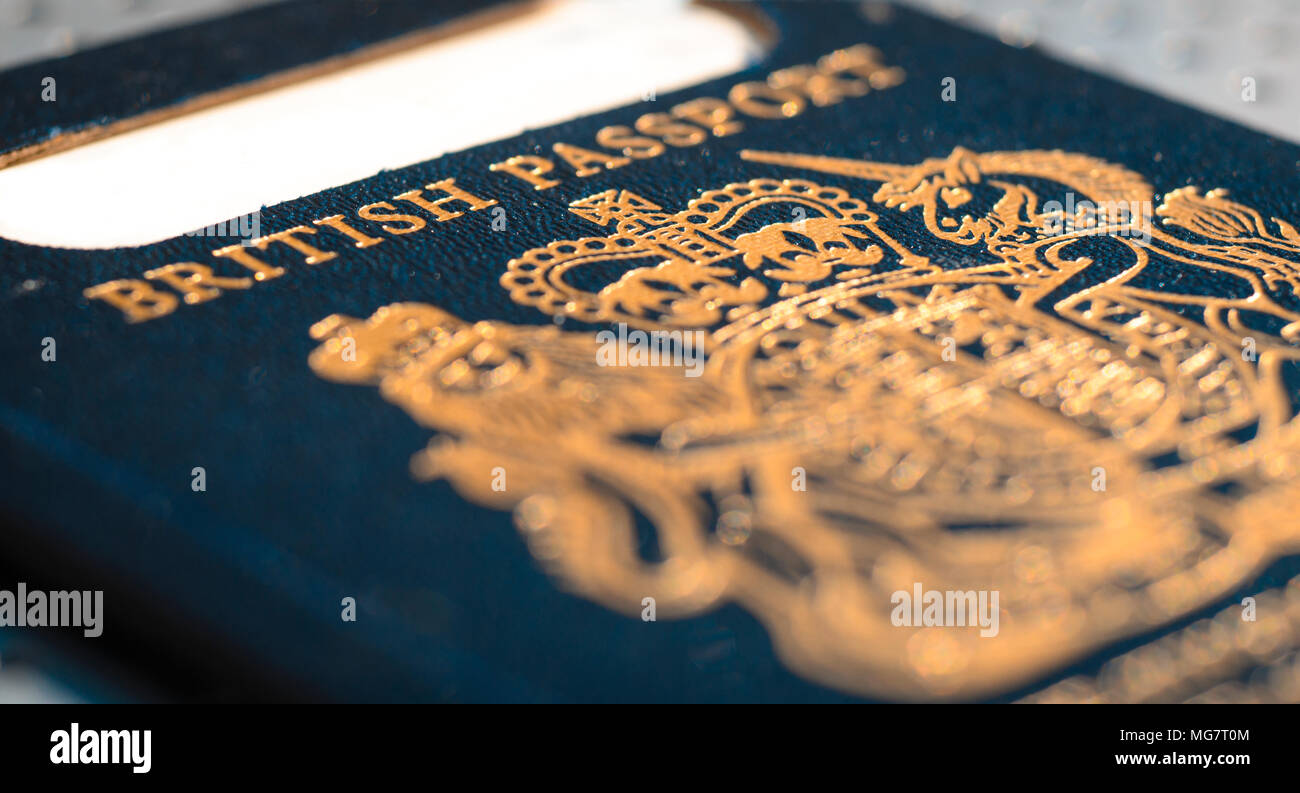 Expired British Passport with Blue Cover Stock Photo