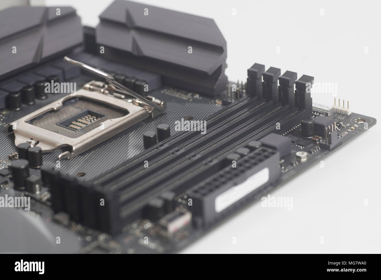 Intel LGA 1151 cpu socket on motherboard Computer PC close up Stock ...