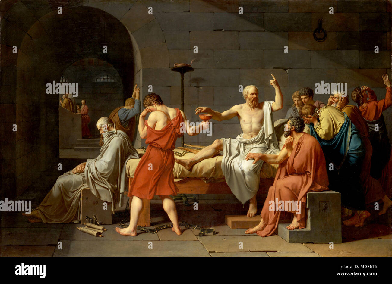 The Death of Socrates (1787) by Jacques-Louis David Stock Photo