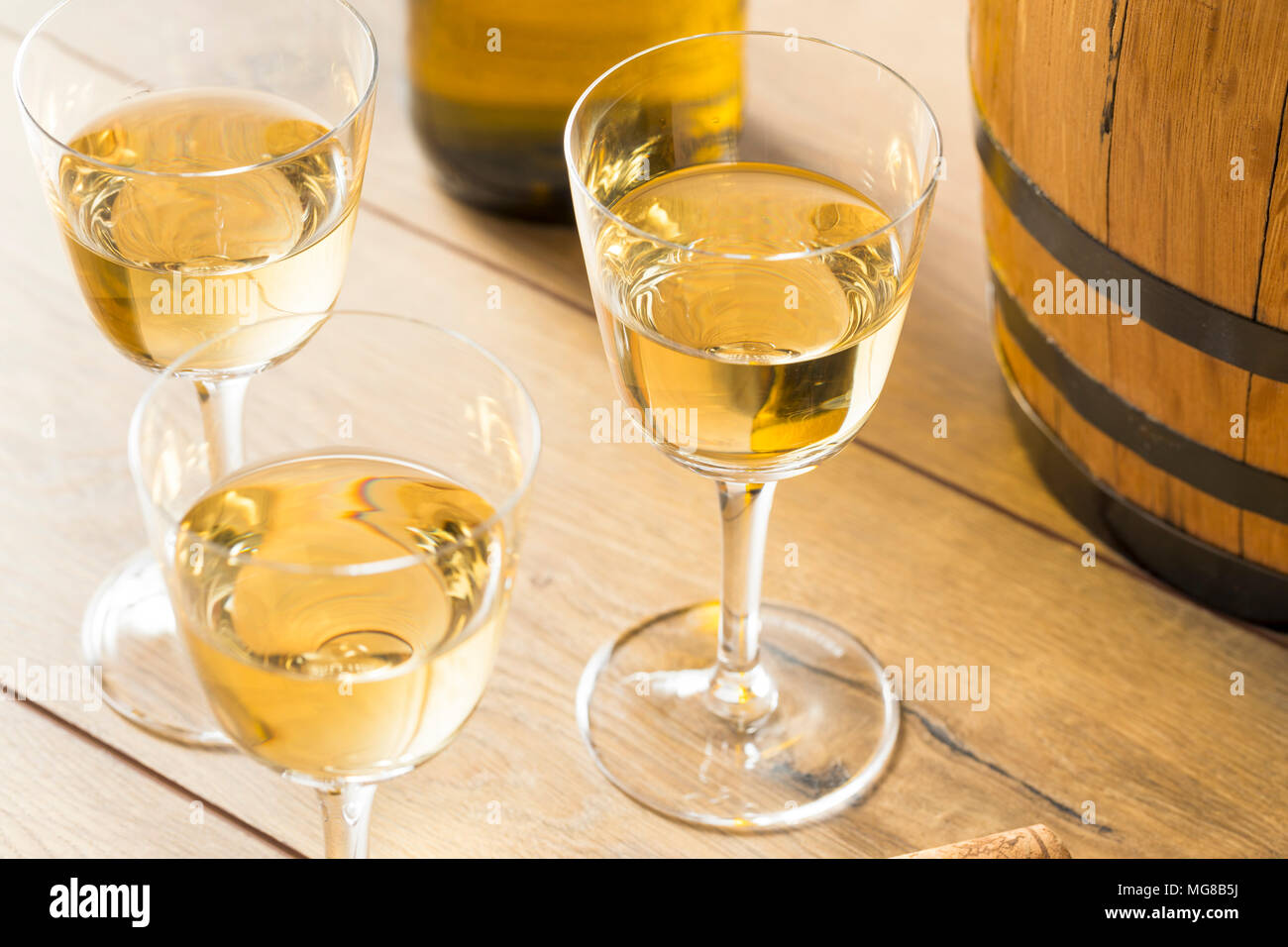 Dry French Sherry Dessert Wine in a Glass Stock Photo