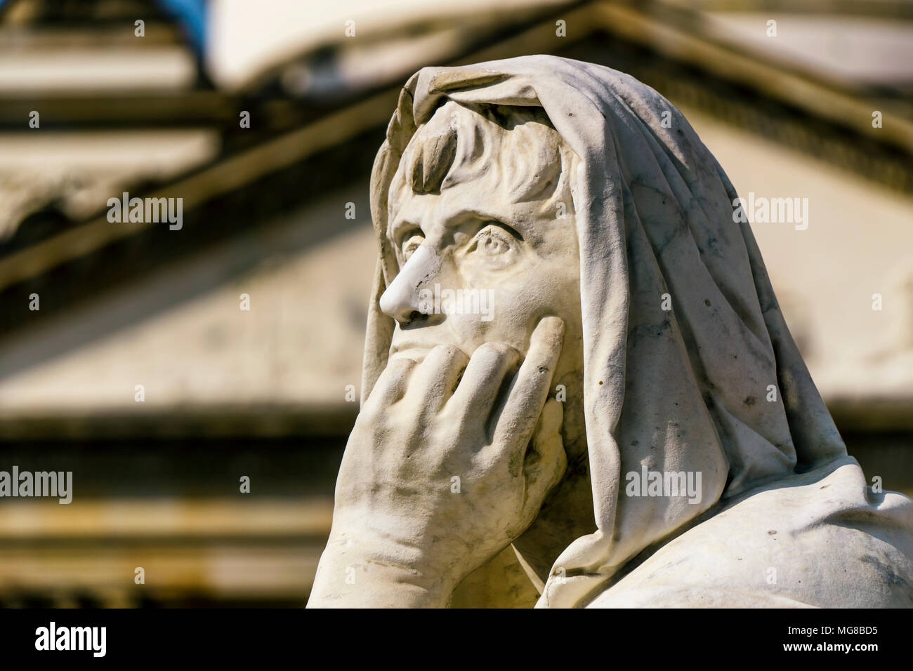 Close-up of male head at Schiller Statue at Gendarmen Market Stock Photo