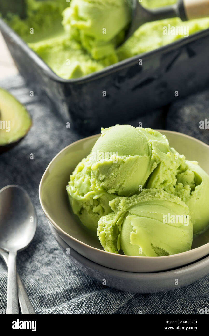 Homemade Green Organic Avocado Ice Cream Ready to Eat Stock Photo Alamy